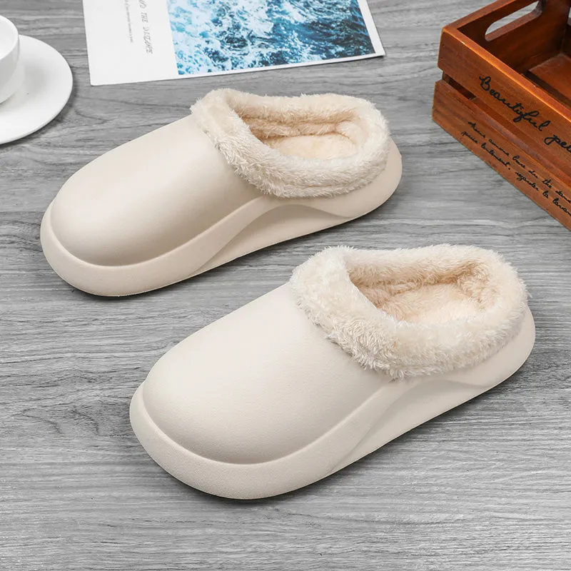 Cuzcare Waterproof Men Slippers Anti-slip Plush Home Footwear