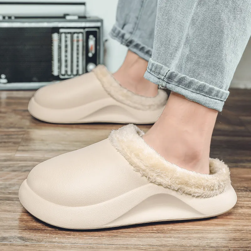 Cuzcare Waterproof Men Slippers Anti-slip Plush Home Footwear