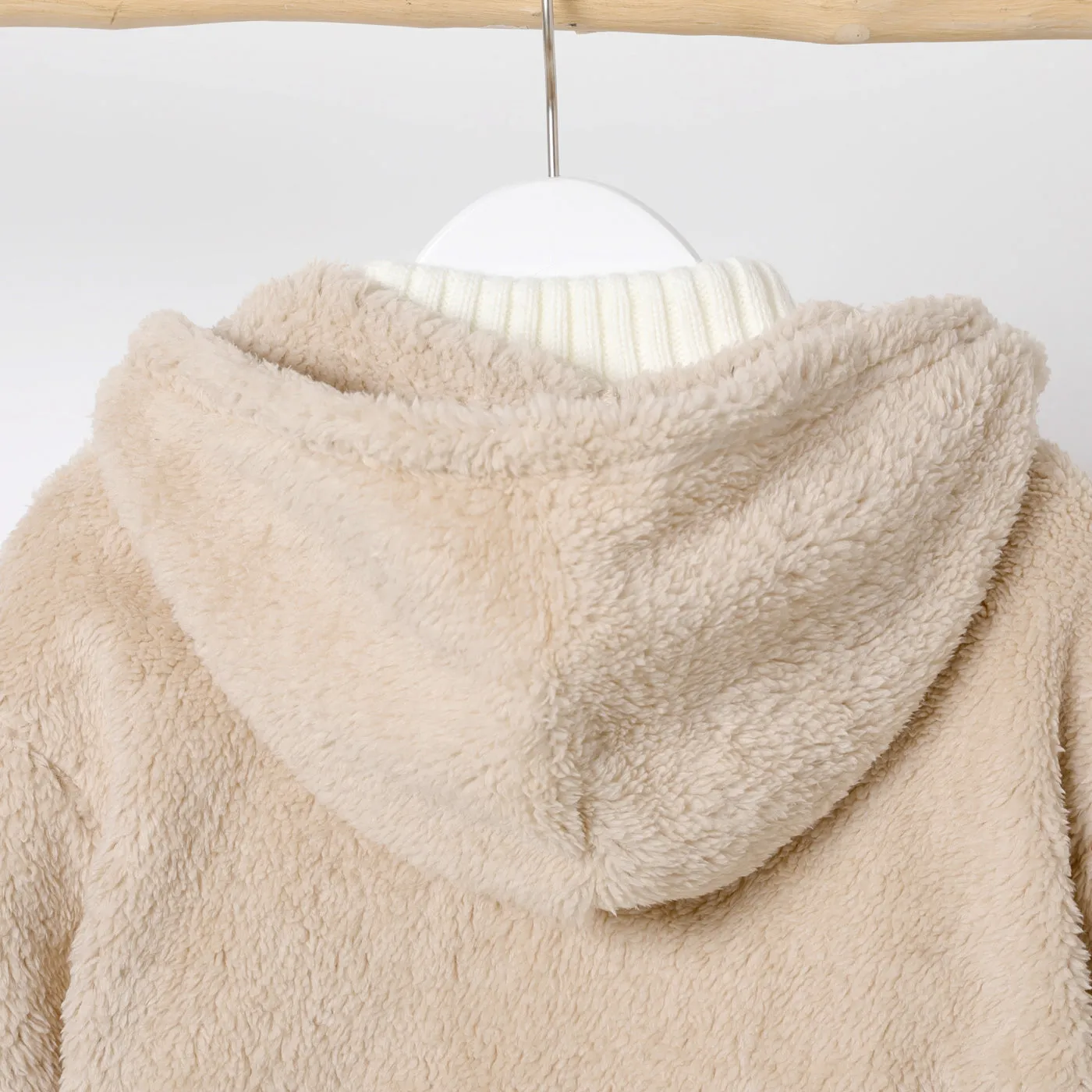 Kid Boy/Kid Girl Solid Color Hooded Fuzzy Coat Jacket